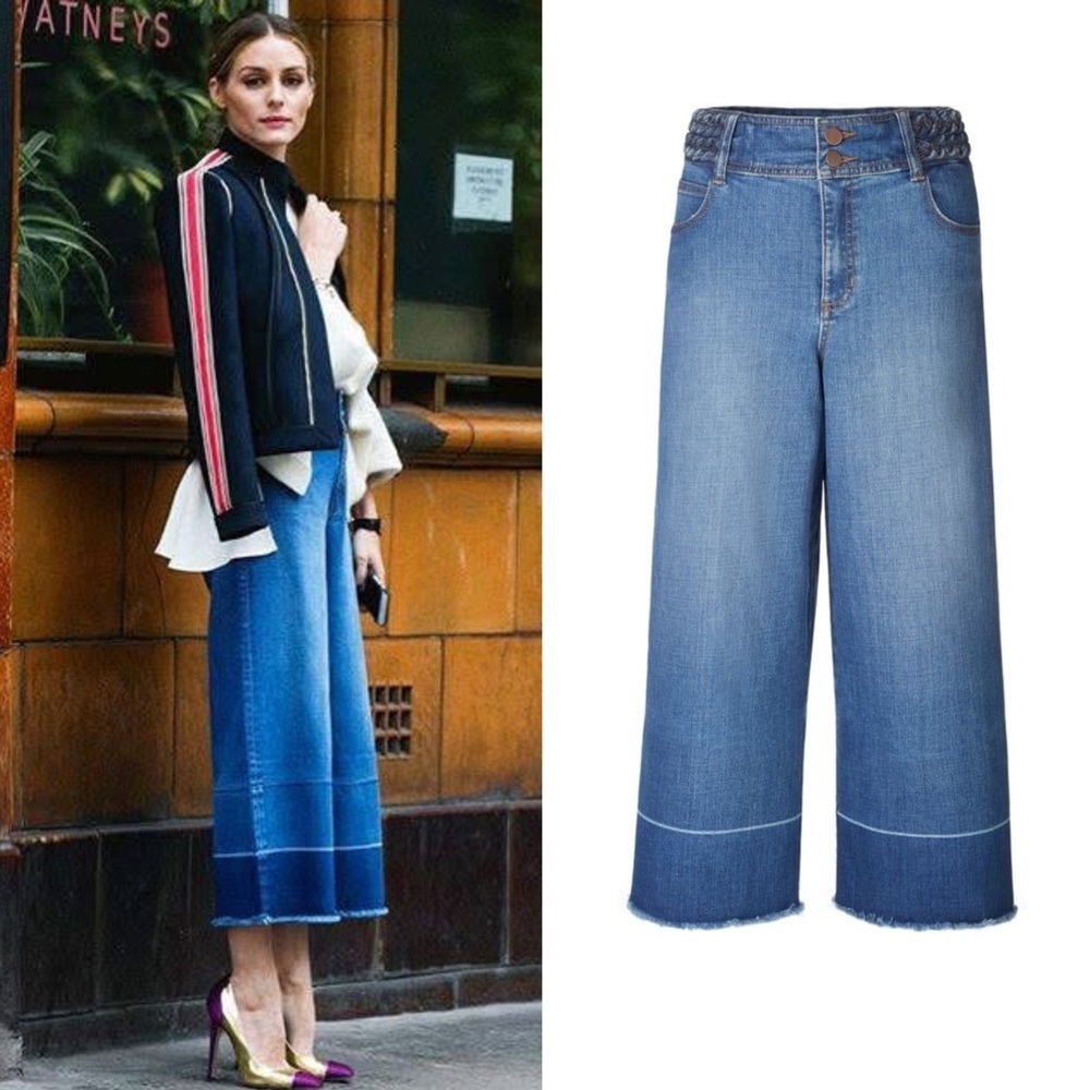 Olivia Palermo Chelsea 28 Blue High Rise Denim Culottes Jeans Women’s Size 8